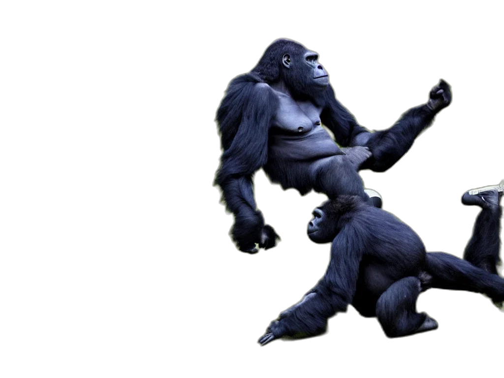 animal, creature, 3d render, concept art, photorealistic, gorilla, jumping, head transparent PNG cut-out