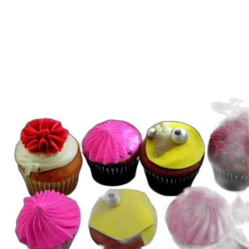 food, 3d render, photorealistic, cupcakes, smashed, hammer, smooshed, crushing transparent PNG cut-out