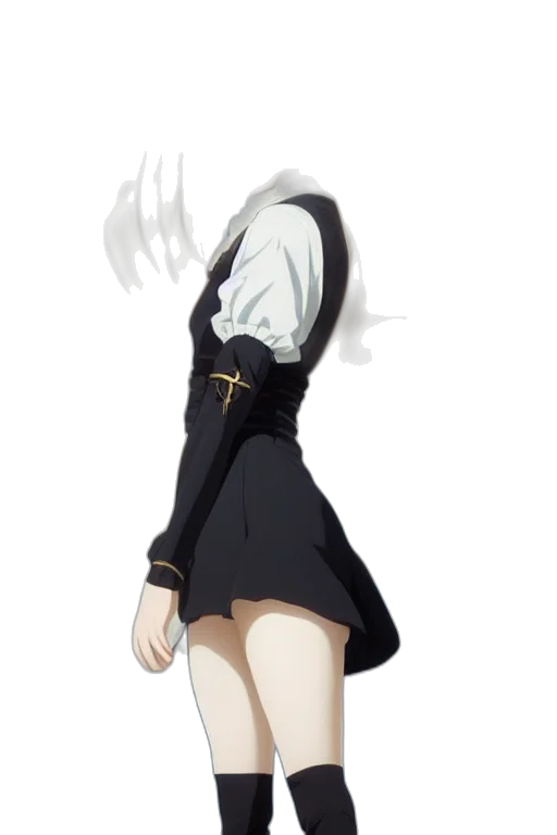 dress, jacket, staff, weapon transparent PNG cut-out