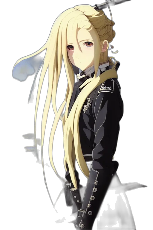 jacket, staff, hair, weapon transparent PNG cut-out