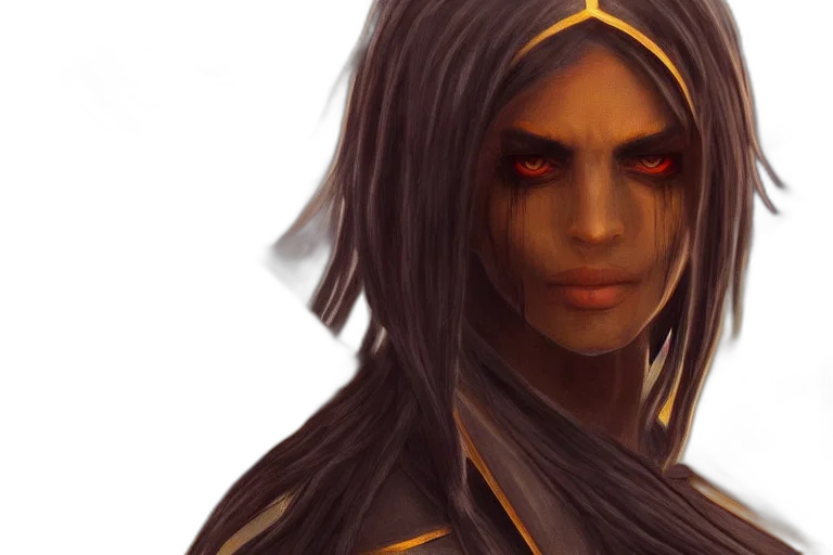 face, fantasy art, concept art, photorealistic, comic book art, golden, dark, elf transparent PNG cut-out