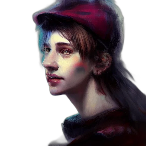 face, hat, crown, photorealistic, oil painting, fantasy art, watercolor, red transparent PNG cut-out