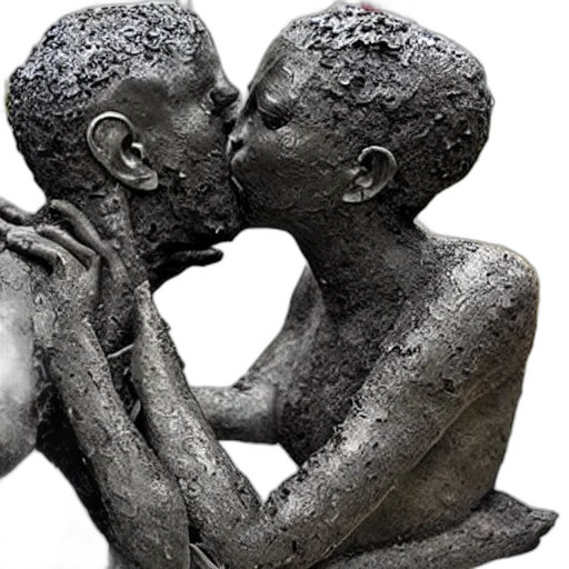 photorealistic, kiss, sculpture, famous transparent PNG cut-out