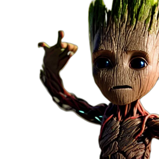 creature, 3d render, concept art, still, photo, baby, groot, studio transparent PNG cut-out