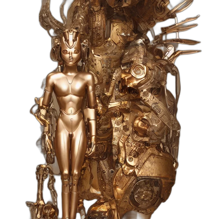 jewelry, crown, staff, robot, concept art, fantasy art, 3d render, comic book art transparent PNG cut-out