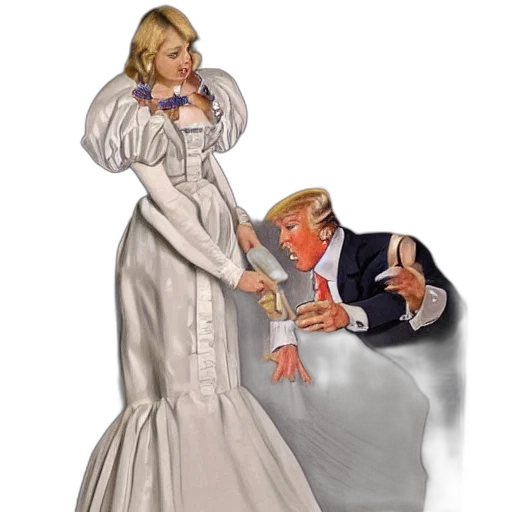 dress, concept art, photorealistic, fire, trump, waring, maid transparent PNG cut-out