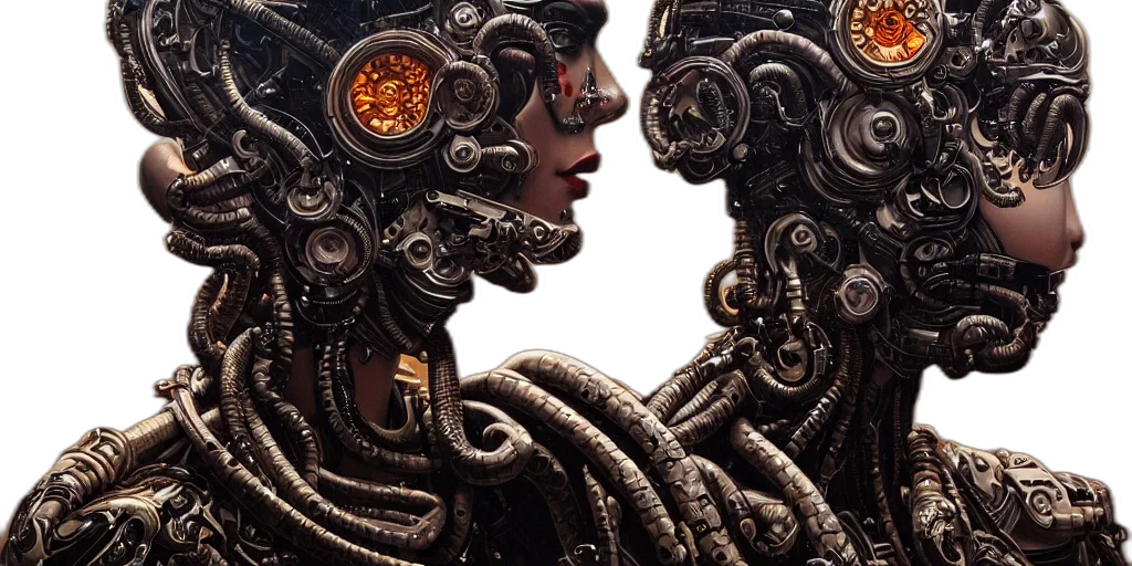 mask, robot, jewelry, crown, cyberpunk, concept art, photorealistic, 3d render transparent PNG cut-out