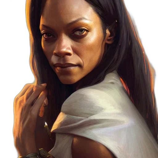 face, fantasy art, concept art, photorealistic, comic book art, earth tones, golden, zoe transparent PNG cut-out