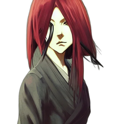 staff, face, mask, hair, concept art, anime, fantasy art, comic book art transparent PNG cut-out