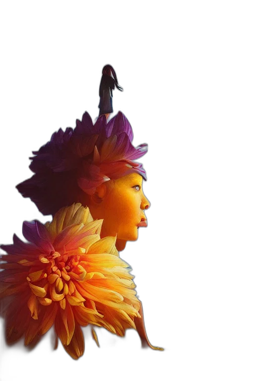 crown, flower, dress, jewelry, 3d render, photorealistic, concept art, fantasy art transparent PNG cut-out