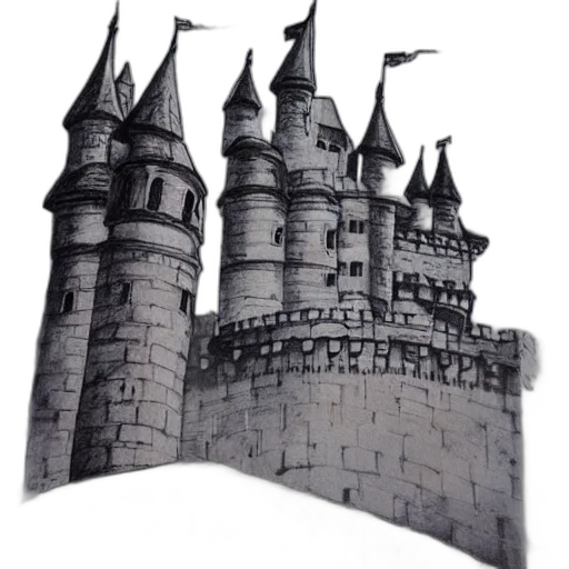 crown, dragon, building, staff, concept art, fantasy art, 3d render, photorealistic transparent PNG cut-out