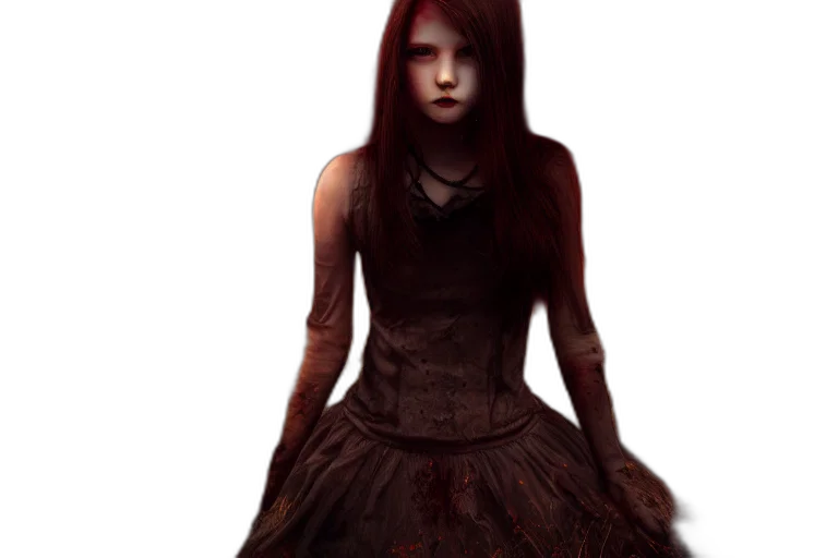 dress, face, creature, concept art, fantasy art, photorealistic, 3d render, dark transparent PNG cut-out