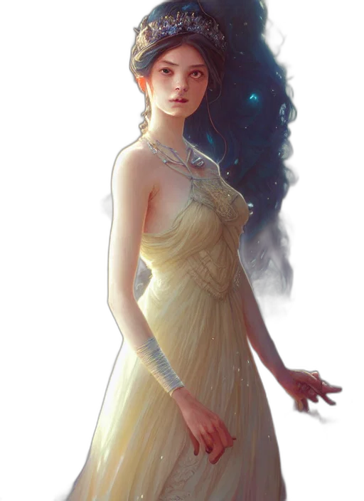 dress, crown, dragon, face, fantasy art, concept art, photorealistic, oil painting transparent PNG cut-out