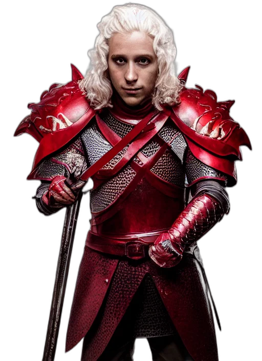dragon, sword, staff, jacket, concept art, red, portrait, targaryen transparent PNG cut-out