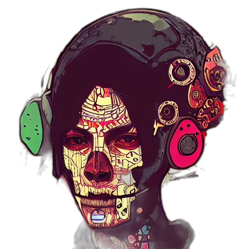 mask, face, hat, robot, cyberpunk, concept art, pixel art, fantasy art transparent PNG cut-out