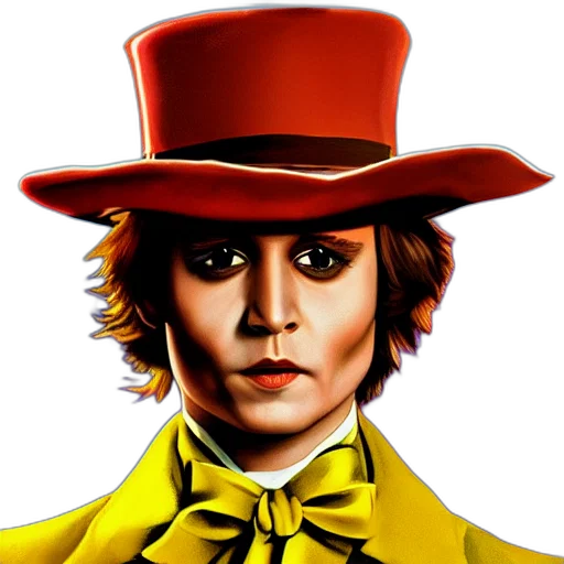 hat, face, comic book art, photorealistic, cartoon, concept art, red, portrait transparent PNG cut-out