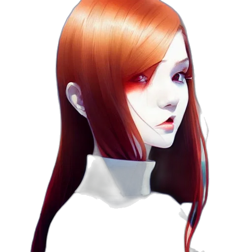face, robot, hair, mask, concept art, fantasy art, 3d render, anime transparent PNG cut-out
