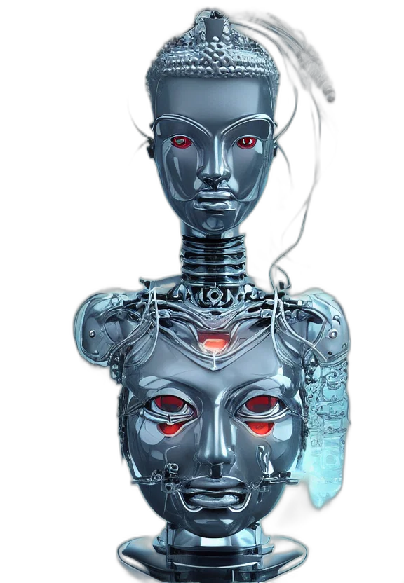 robot, cyberpunk, concept art, 3d render, perfectly, centered, portrait, front transparent PNG cut-out