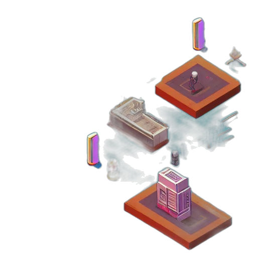 furniture, robot, building, pixel art, concept art, 3d render, cyberpunk, outer space transparent PNG cut-out