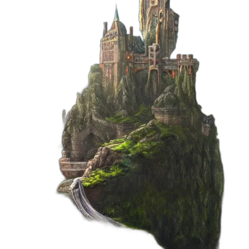 crown, dragon, sword, building, concept art, fantasy art, photorealistic, 3d render transparent PNG cut-out