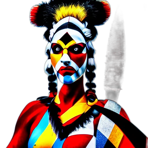 mask, staff, face, concept art, comic book art, fantasy art, photorealistic, colorful transparent PNG cut-out