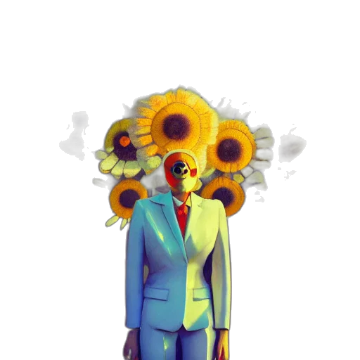 mask, jacket, face, robot, concept art, pixel art, comic book art, watercolor transparent PNG cut-out