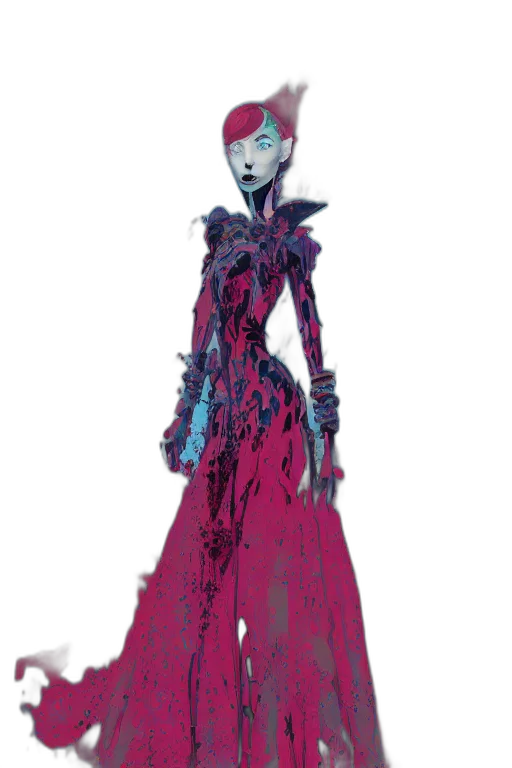 dress, creature, concept art, fantasy art, pixel art, cyberpunk, dark, blue transparent PNG cut-out