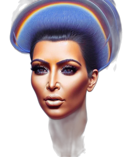 hair, crown, face, hat, photorealistic, vaporwave, concept art, fantasy art transparent PNG cut-out
