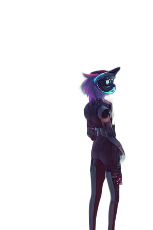 robot, staff, mask, jacket, concept art, cyberpunk, 3d render, vaporwave transparent PNG cut-out