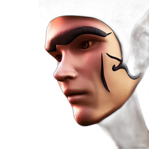 face, mask, robot, hat, 3d render, concept art, photorealistic, fantasy art transparent PNG cut-out
