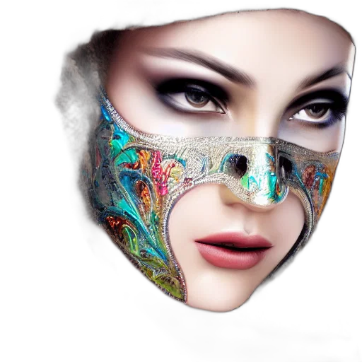 mask, face, jewelry, photorealistic, fantasy art, concept art, 3d render, outer space transparent PNG cut-out