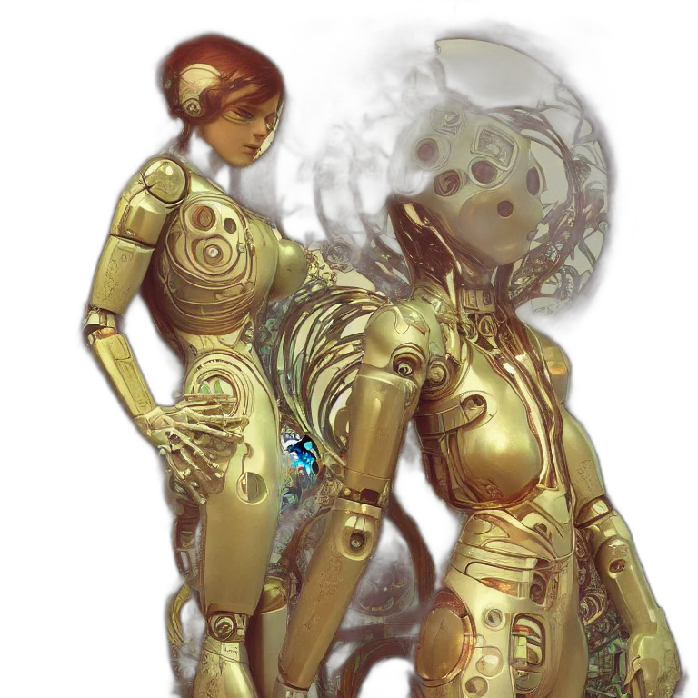 robot, concept art, cyberpunk, fantasy art transparent PNG cut-out