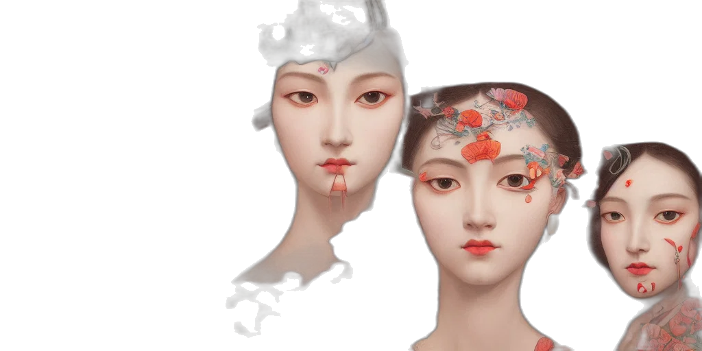 mask, crown, face, photorealistic, concept art, 3d render, oil painting, red transparent PNG cut-out