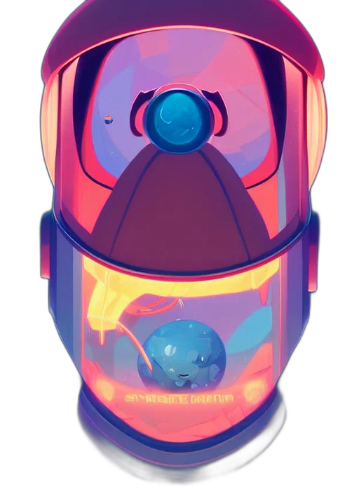 robot, bottle, mask, creature, concept art, vaporwave, cyberpunk, pixel art transparent PNG cut-out