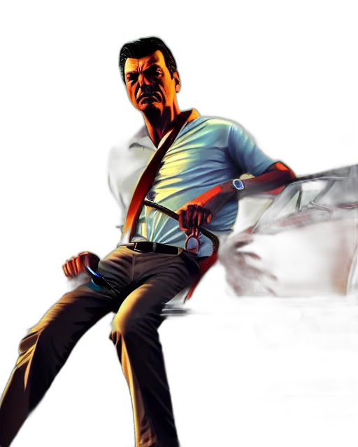 concept art, comic book art, 3d render, photorealistic, tommy, vercetti, concept, art transparent PNG cut-out