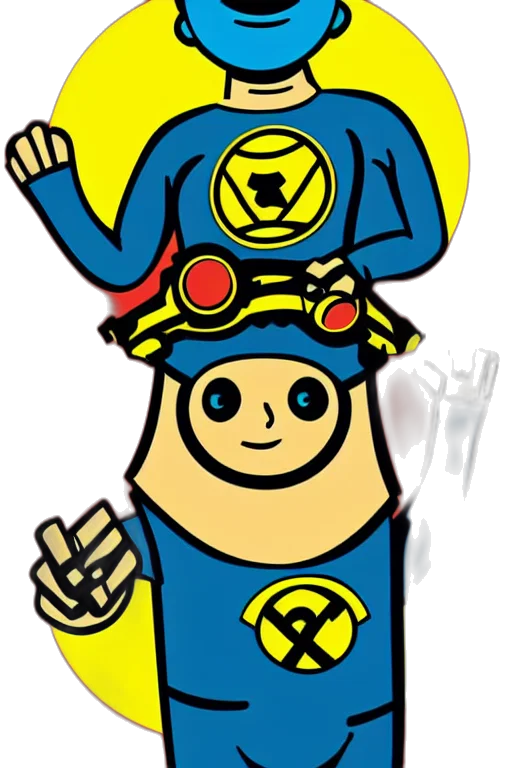 staff, robot, comic book art, cartoon transparent PNG cut-out