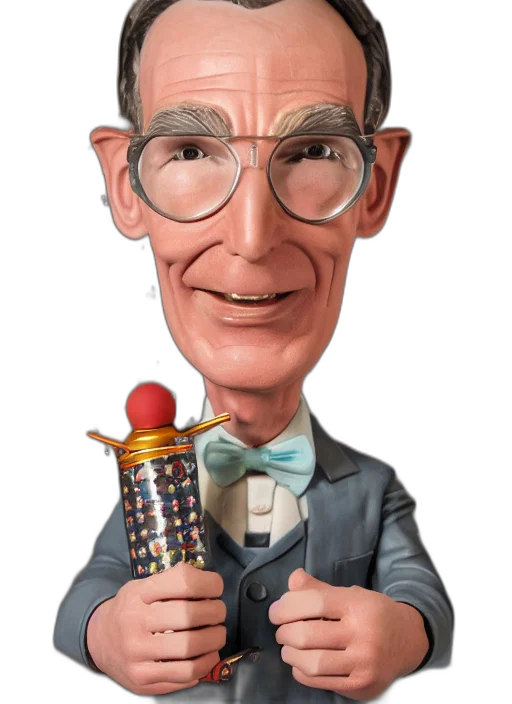 staff, bottle, face, cartoon, concept art, 3d render, photorealistic, closeup transparent PNG cut-out