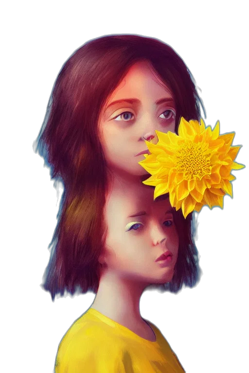 flower, face, mask, crown, photorealistic, concept art, fantasy art, 3d render transparent PNG cut-out