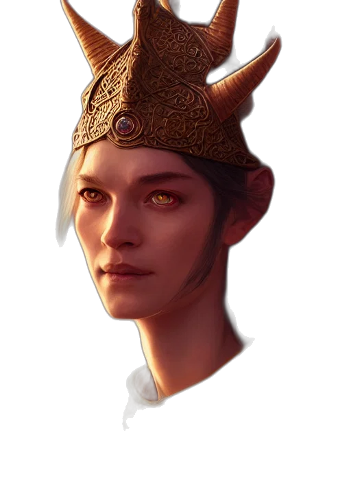 crown, face, hat, staff, fantasy art, concept art, photorealistic, 3d render transparent PNG cut-out
