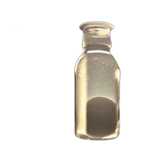 bottle, hair, jewelry, food, 3d render, photorealistic, earth tones, milky transparent PNG cut-out