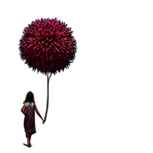 umbrella, flower, staff, hair, concept art, photorealistic, 3d render, fantasy art transparent PNG cut-out