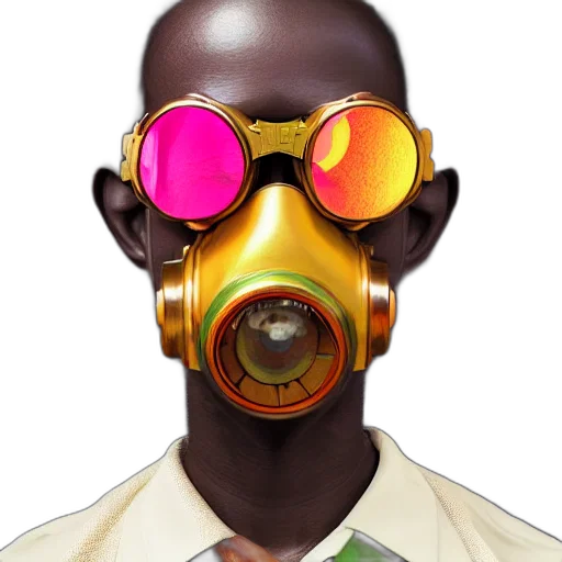 mask, face, concept art, photorealistic, 3d render, cyberpunk, colourful, vfx transparent PNG cut-out