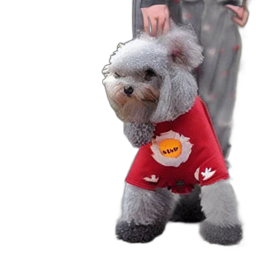 staff, jacket, animal, creature, photorealistic, 3d render, dog, pants transparent PNG cut-out