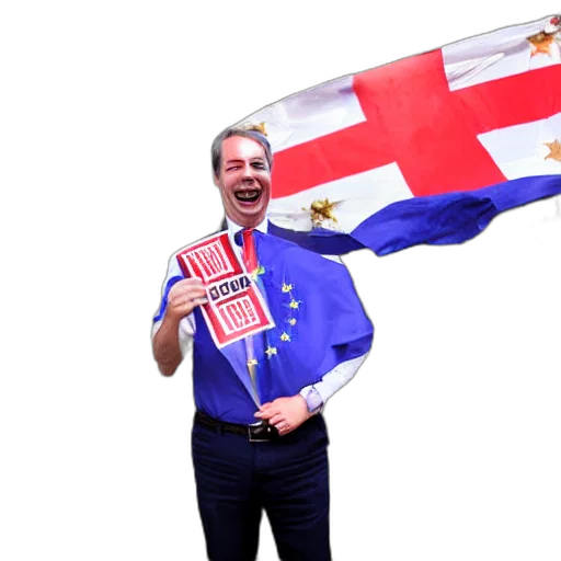 staff, nigel, farage, laughing, holding, burning, flag, photograph transparent PNG cut-out
