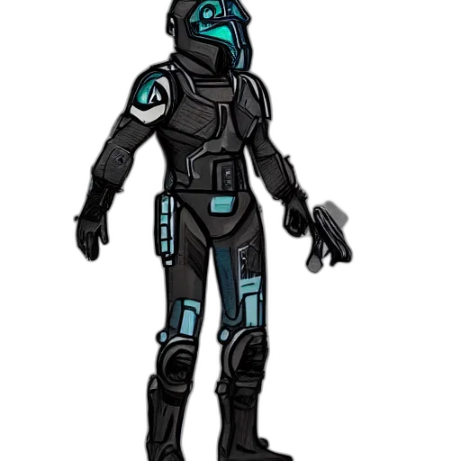 robot, concept art, cyberpunk, cartoon, 3d render, outer space, dark, blue transparent PNG cut-out