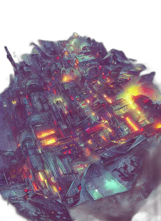 robot, weapon, building, cyberpunk transparent PNG cut-out