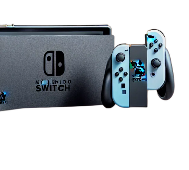 weapon, 3d render, concept art, monochrome, blue, nintendo, switch, laying transparent PNG cut-out