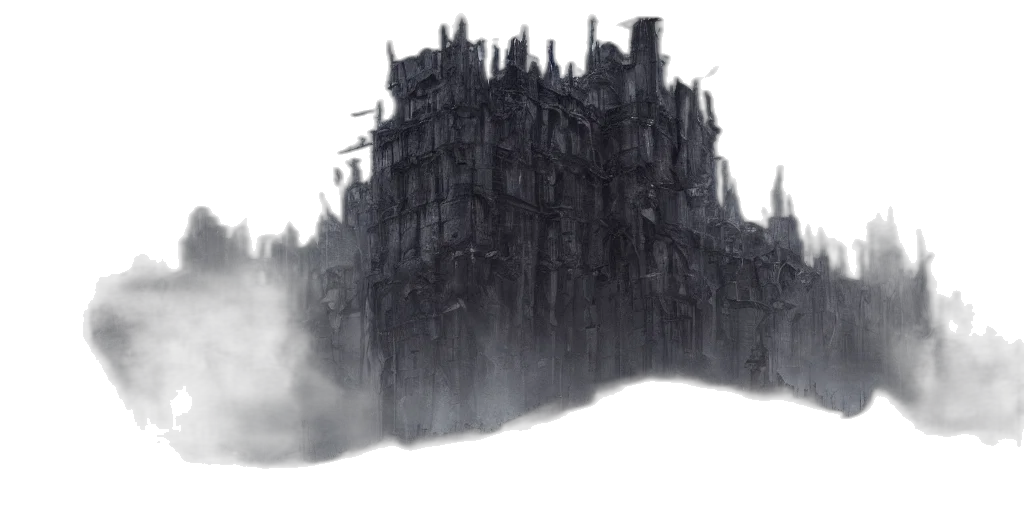 building, crown, robot, concept art, fantasy art, comic book art, cyberpunk, fog transparent PNG cut-out