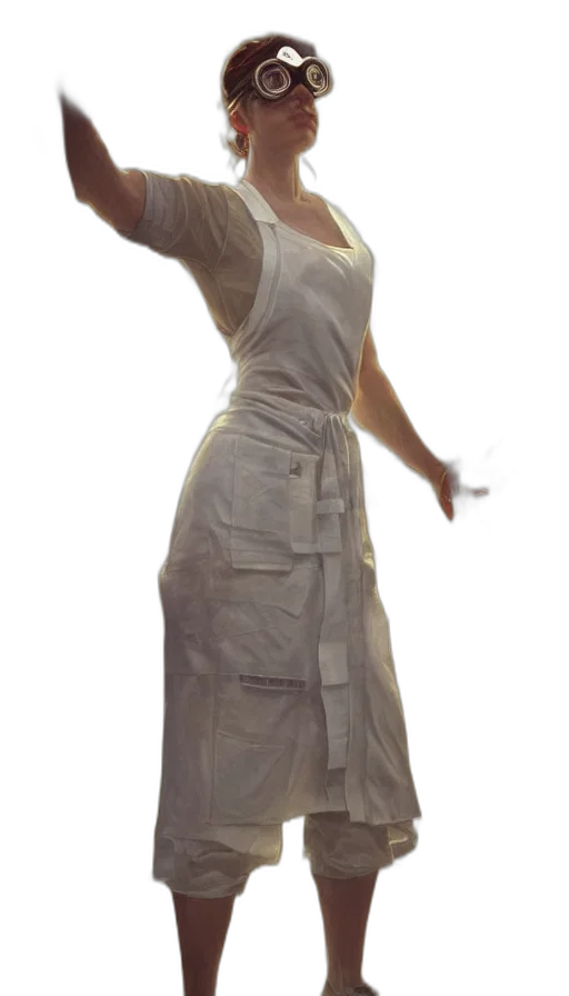 dress, staff, concept art, 3d render transparent PNG cut-out