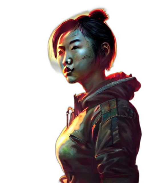 jacket, face, concept art, comic book art transparent PNG cut-out
